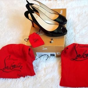 Size 38 Christian Louboutin sling backs